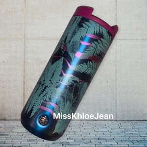 - Starbucks Fall 2022 Purple/Berry Striped Fern Bottle Tumbler